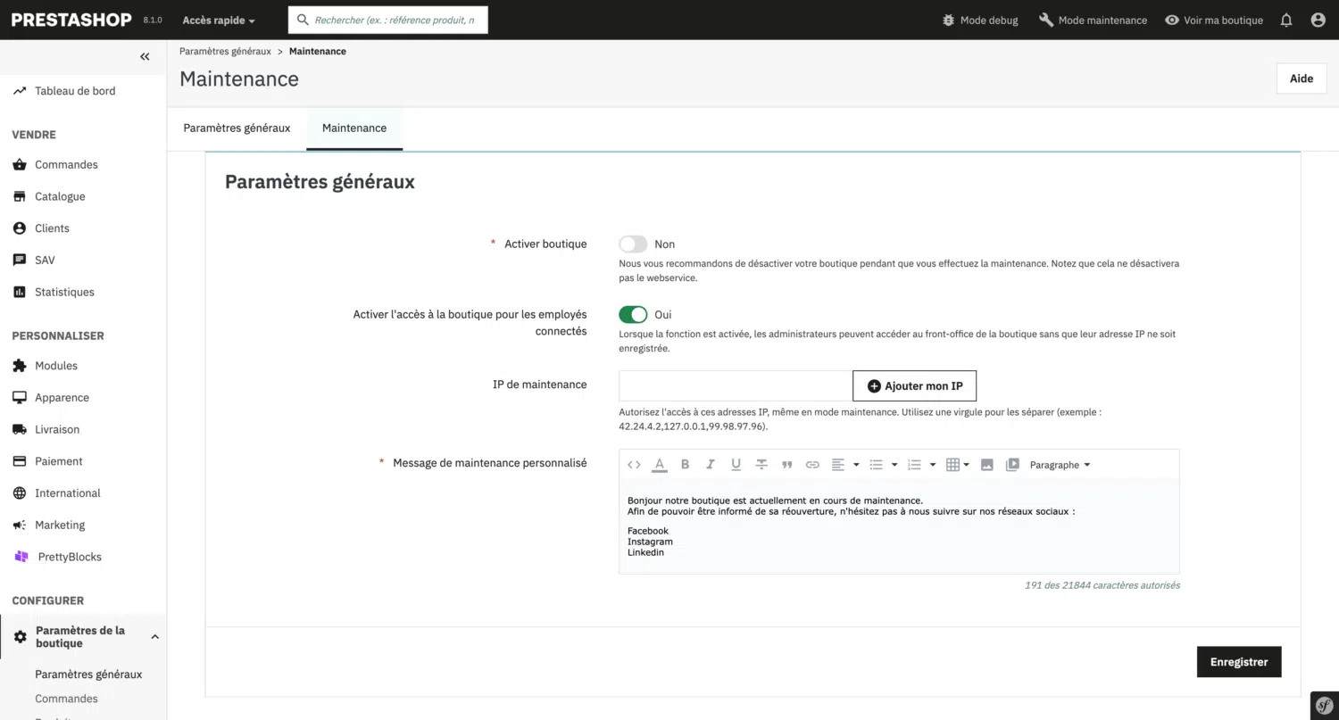 Visuel du mode maintenance PrestaShop 8 / Etowline