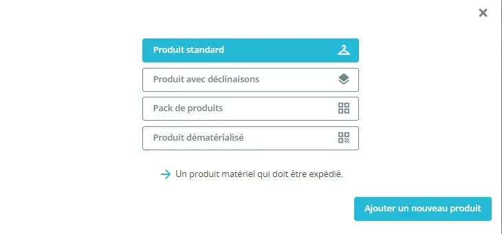 Visuel des propositions de création de produit PrestaShop 8.1 / Etowline