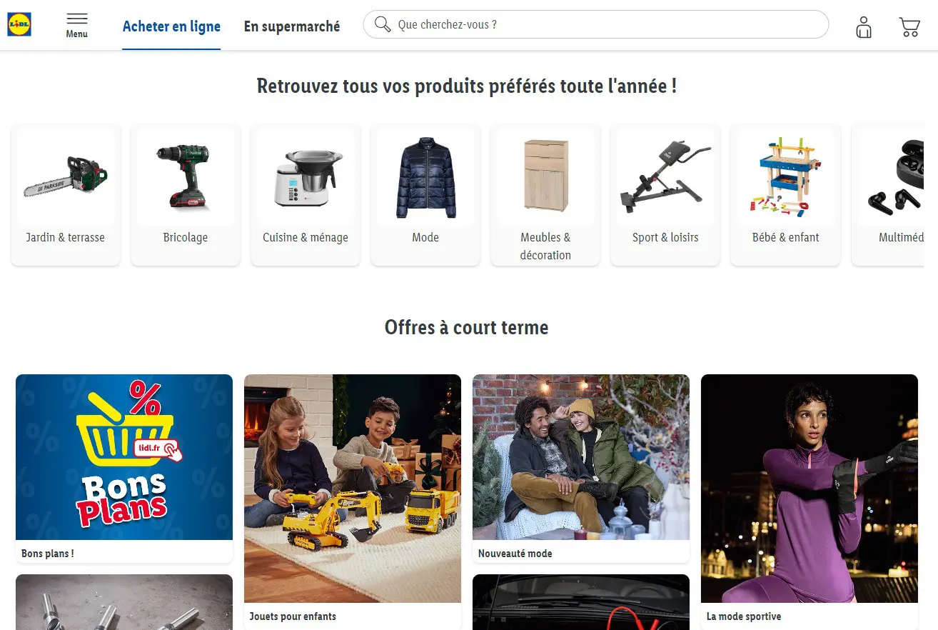 lidl : e-commerce home page