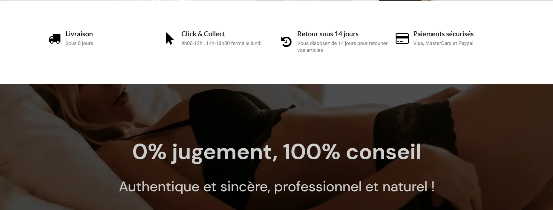 page d'accueil site e-commerce zenn lingerie